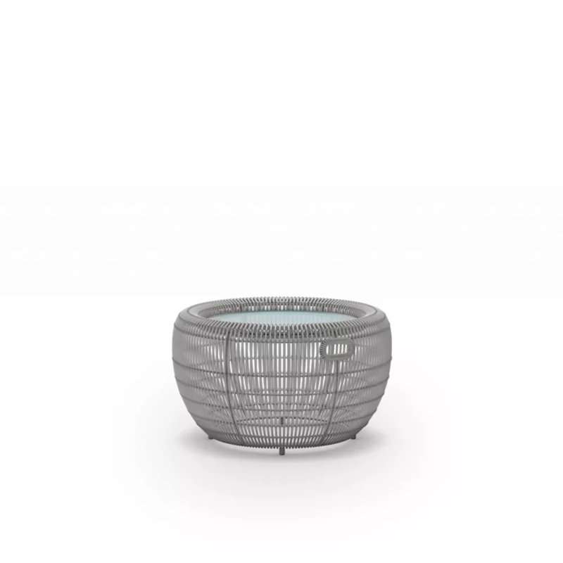 Croissant Outdoor Round Side Table, Whitewash