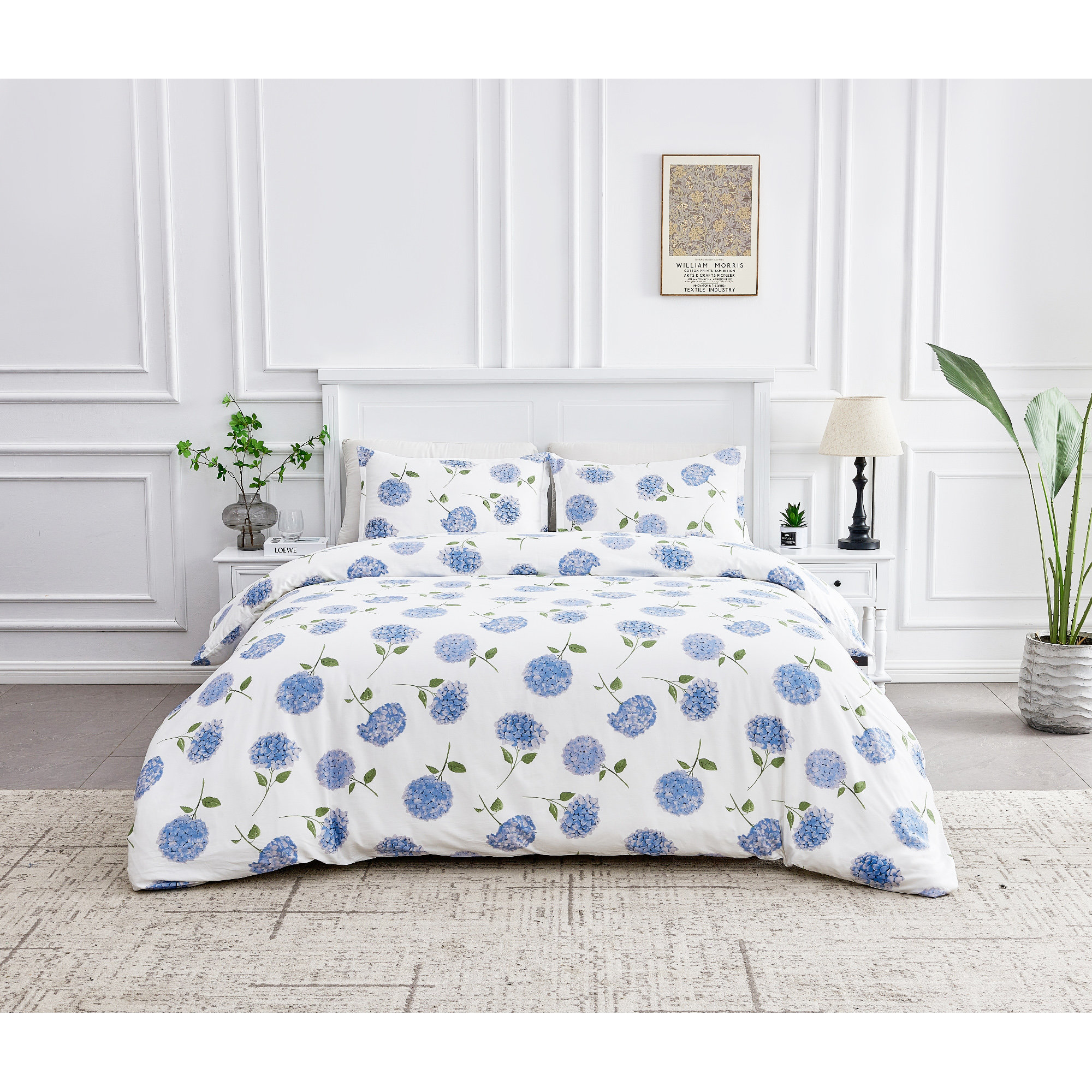Audrina Sateen Duvet Cover Set, Blue, Twin Duvet Cover + Standard Sham