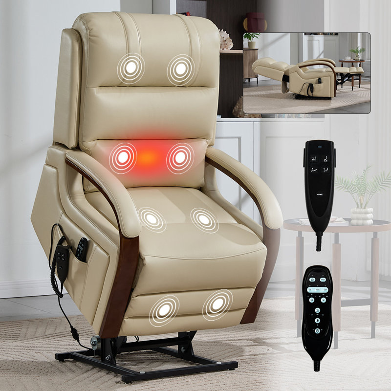 Fauteuil inclinable électrique Power Leatheraire, Beige