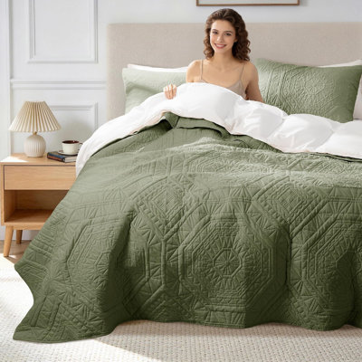 3-Piece 100% Cotton Paisley Quilt Set