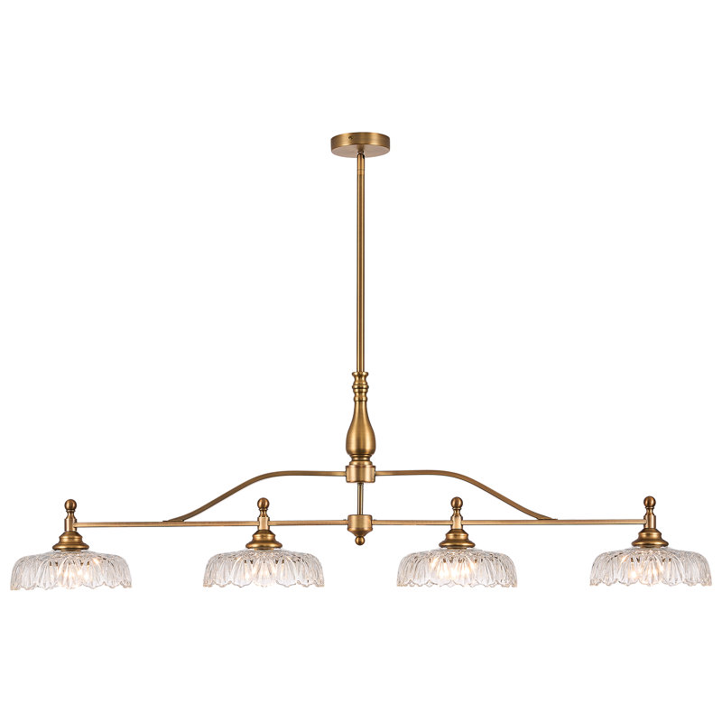 Luminaire suspendu rétro 4 lumières style designer, Brushed Brass, 4