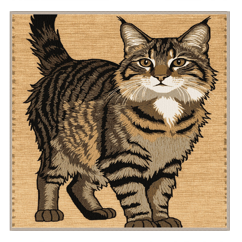 Washable Cyprus Cat Cats Area Rug, Round 5'