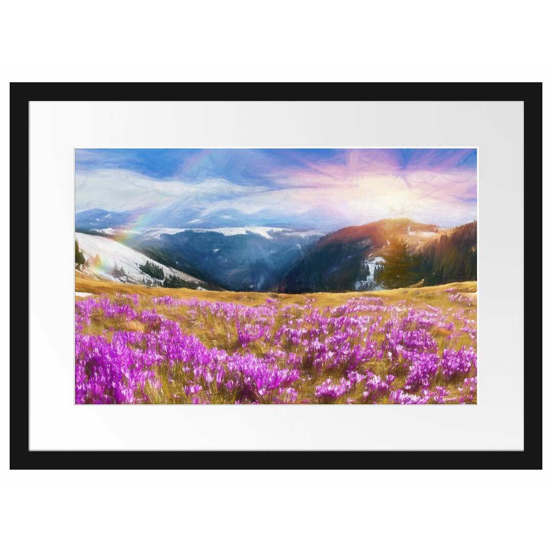 Gerahmtes Poster Berglandschaft Regenbogen