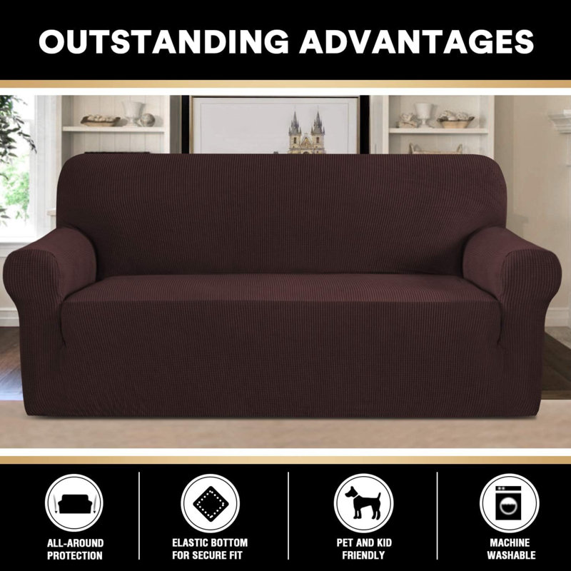 Housse de canapé, H 2 po x l 12 po x P 15 po, Polyester brun / mélange de polyester