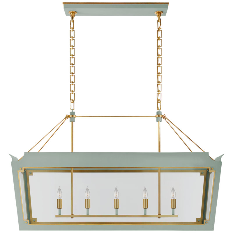 Julie Neill Caddo Medium Linear Lantern, Celadon/Gold