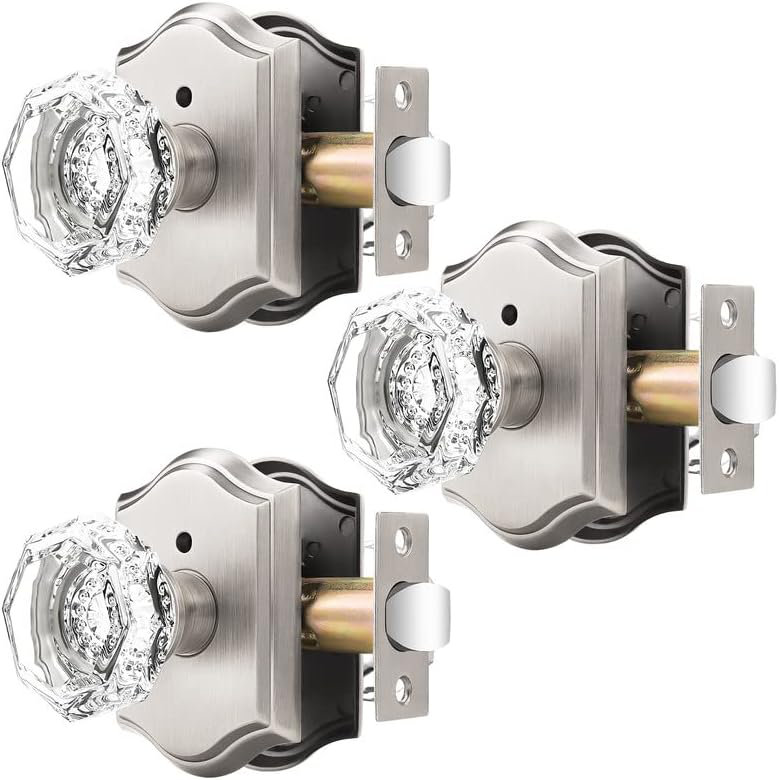 Boutons de porte en cristal Crystal, Nickel brossé