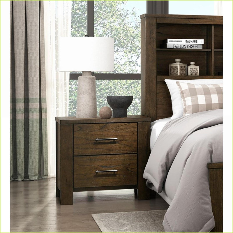 Table de chevet 2 tiroirs Rustic Oak