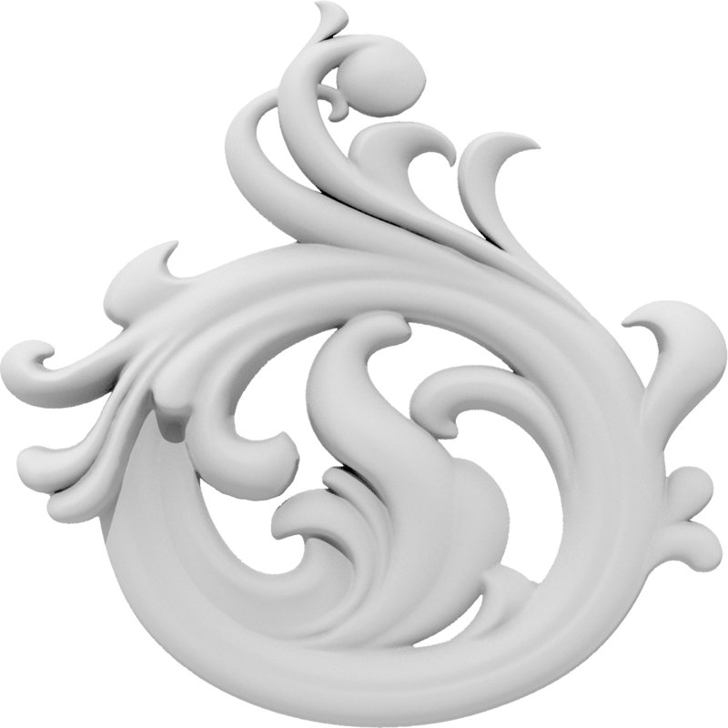 Fayette H W D Composite Rosette Applique, 1" H x 1" W x .25" D, Right