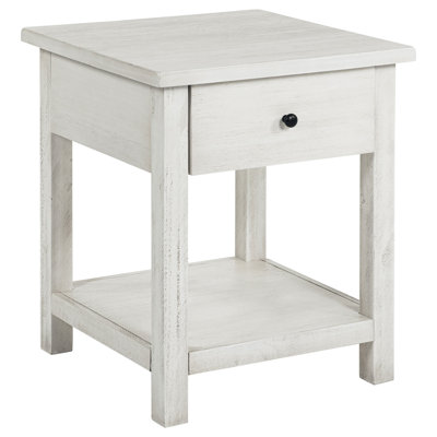 Castleton Distressed White 1-Drawer Wood End Table With Shelf(Only Including Coffee Table)