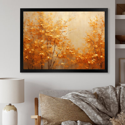 «Golden Autumn Forest Harmony I», art mural forêt pour le salon