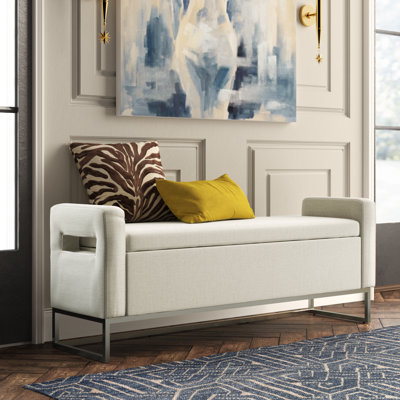 Anavaeh Minimalist 59'' Wide Upholstered Flip Top Storage Bench