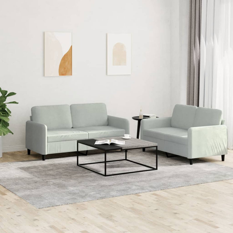Lynnette 2 - Piece Living Room Set, Light Gray 100% Polyester