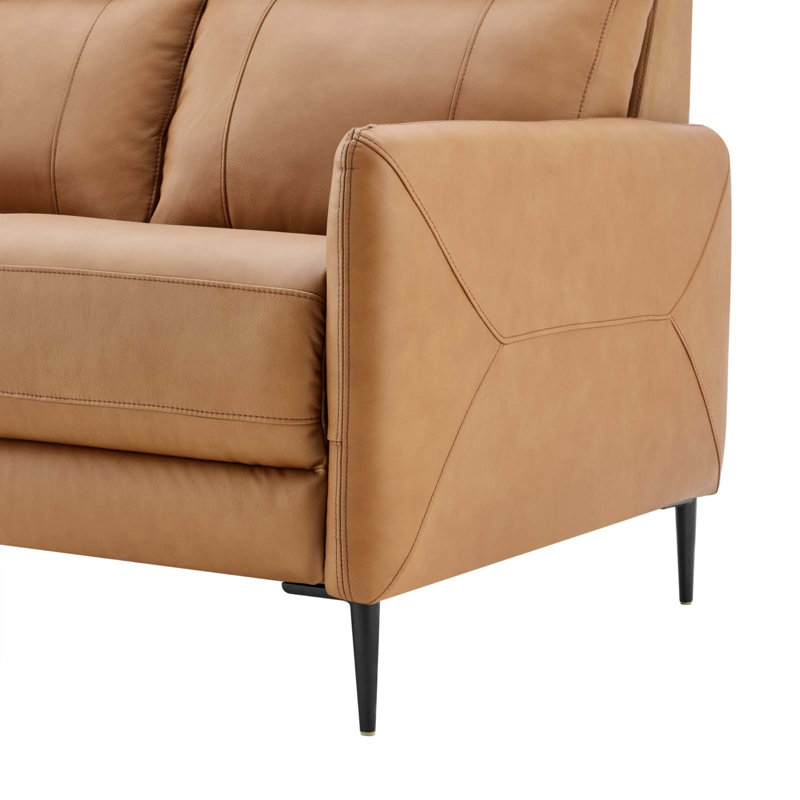 Canapé en cuir Modway Huxley, Cuir assorti brun clair