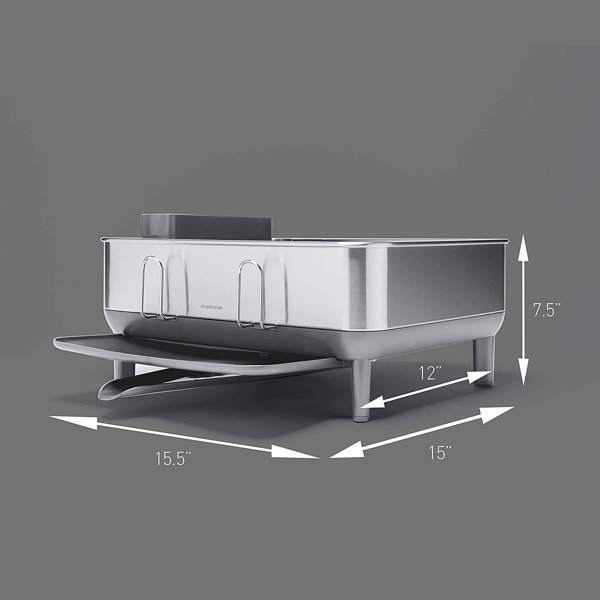  simplehuman Steel Frame Kitchen Dish Drying Rack With Swivel  Spout, Fingerprint-Proof Stainless Steel Frame, Grey Plastic, 2020 Model -  Dish Racks