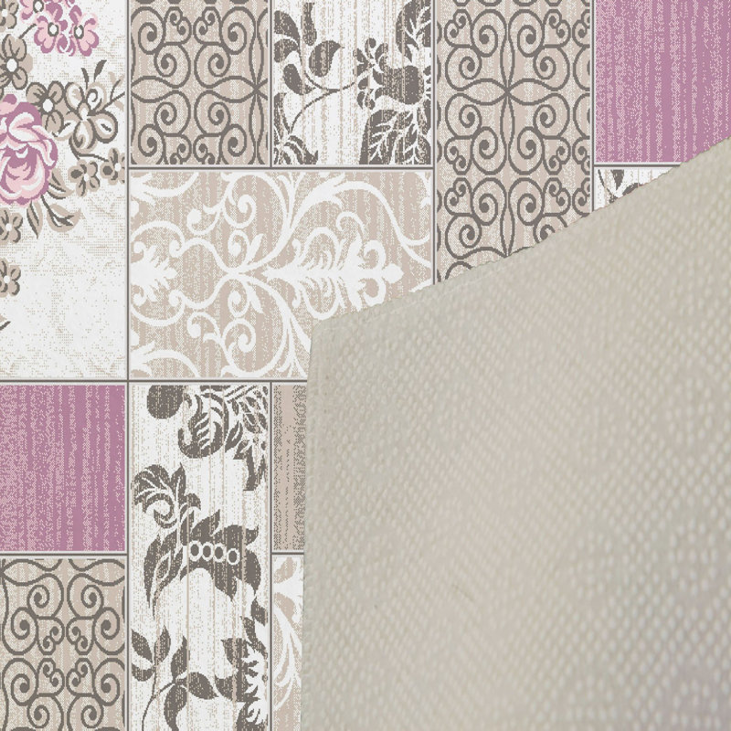 Tapis beige / rose en polyester tissé à plat à la machine, Rectangle 3 pi 11 po x 5 pi 11 po