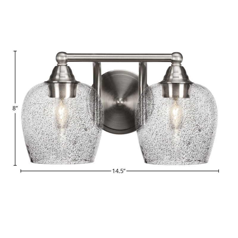 Michell 2-Light Bath Bar, Brushed Nickel, Smoke Bubble