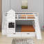 Lit superposé de style château, lit superposé de château avec tiroirs, tablettes et glissoire, cadre de lit en bois-1575247212