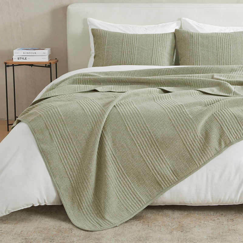 Heathered Oatmeal Full/Queen Cotton Blend Jersey Knit Quilt Set