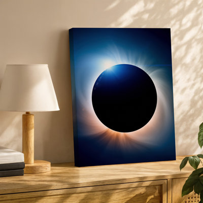 Canvas A Breathtaking Celestial Scene Showcasing A Solar Eclipse Where The Wall Art Moon Partially Obscures The Sun Creating A Canvas Wall Art