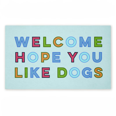 Tapis de porte d'extérieur coloré «Hope You Like Cats» par Lil 'Rue, 18 po x 30 po