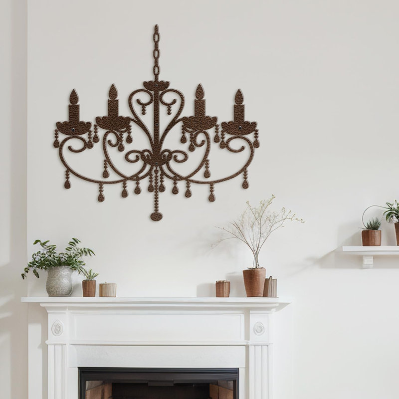 Décoration murale en métal, H 15 po x l 18 po x P 0,05 po, Bronze