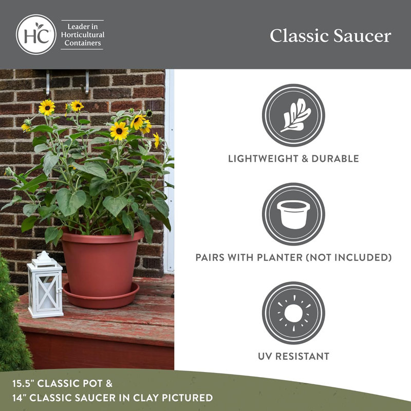  Classic 17.5 Inch Round Plant Pot Saucer Drip Tray, Sandstone, 3" H x 17.5" W x 17.5" D, Beige