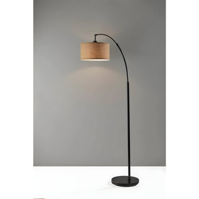 Burlap Arc Floor Lamp With Antique Bronze Finish, Modern Traditional Design, Ul Listed, Easy Assembly