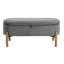 Banc de rangement élégant en velours côtelé gris avec des pieds en bois massif et une base polyvalente d'inspiration Mid-Century