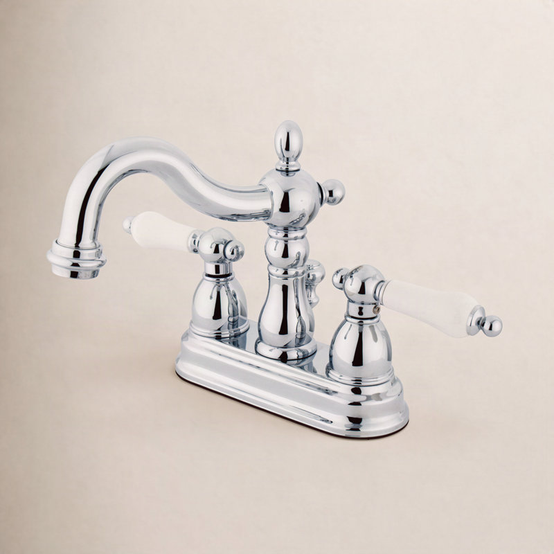 Robinet de salle de bain central à 4 poignées à fixation sur comptoir à 3 trous Kingston avec robinet escamotable en plastique Kingston