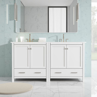 Meuble-lavabo moderne de 60 po - Portes à fermeture douce, étanches et tablettes intégrées?
