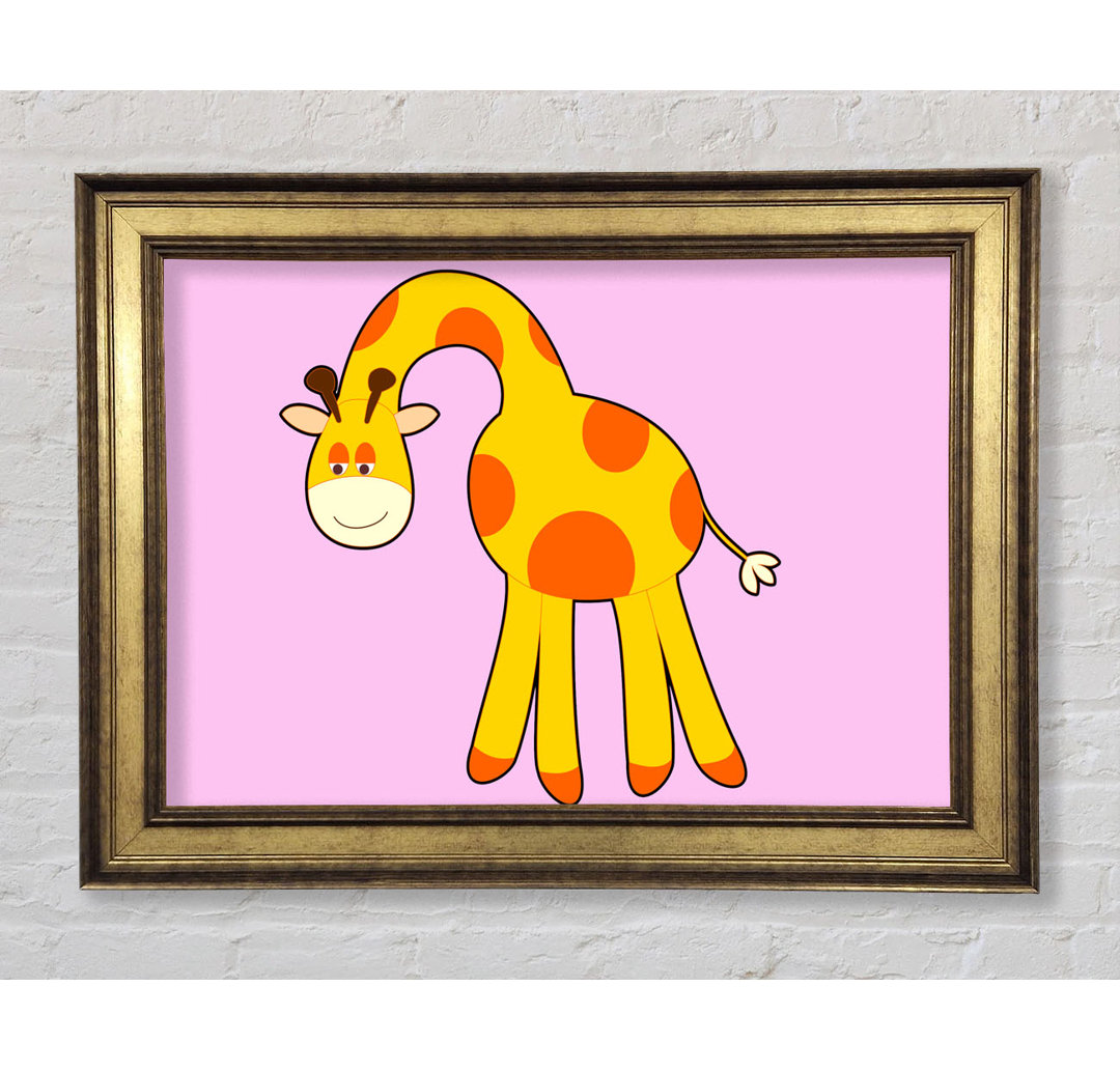 Lustige Giraffe, die nach unten schaut, rosa - Druck