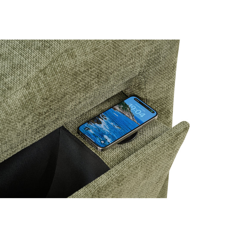 4 Seater Sofa Bed, Left Hand Facing, Green Chenille