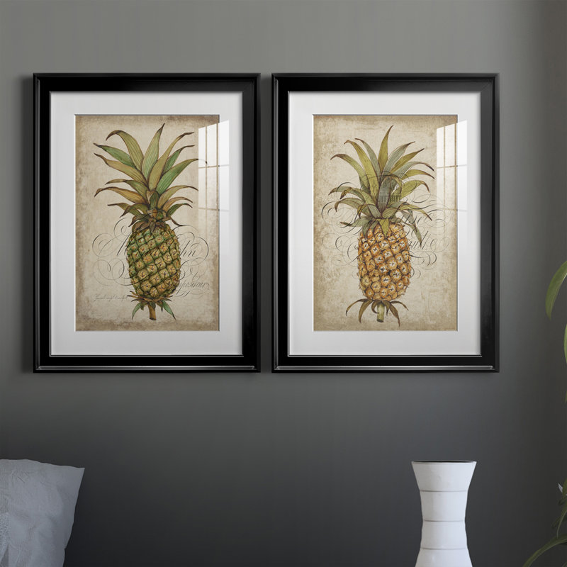 «Pineapple Study I», ensemble de reproductions d'art sur papier encadré, H 30,5 po x l 22,5 po x P 1,25 po, Cadre noir