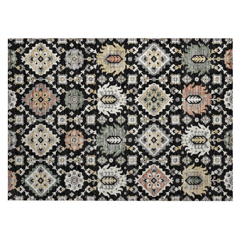 Tapis bohémien intérieur / extérieur lavable à la machine Husby ACN2200, Rectangle 1 pi 8 po x 2 pi 6 po
