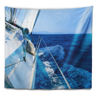 Tapisserie de bateau tourisme en mer bleu mer shore shore