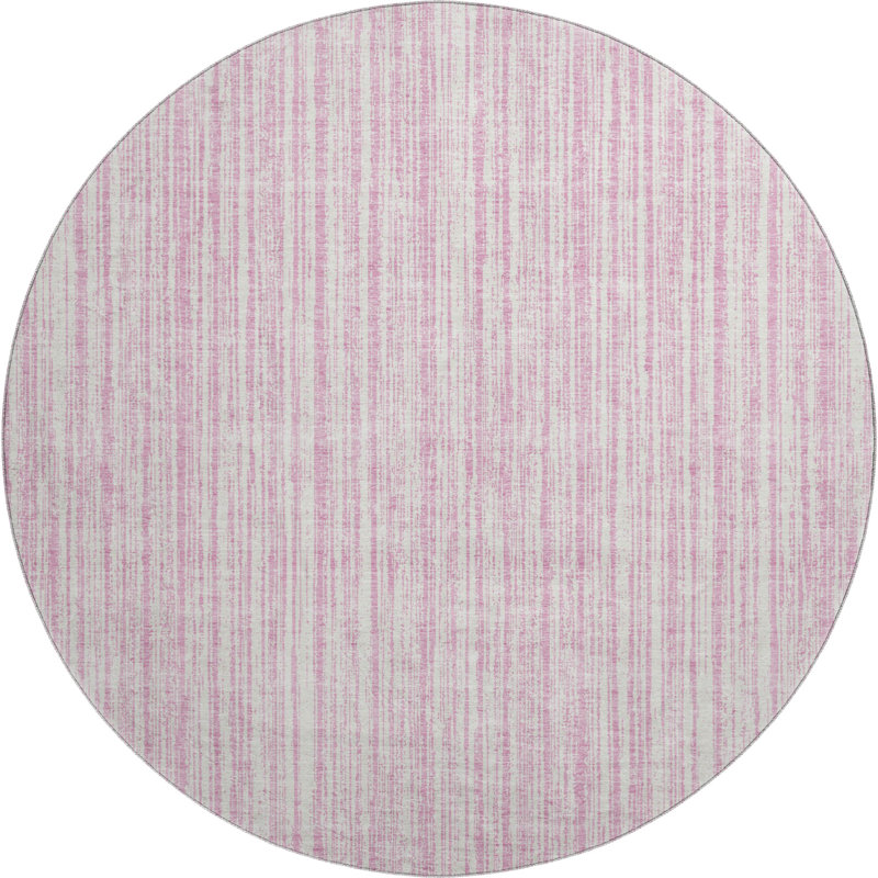 Premium Machine Washable Prisco Pink Rug, Round 8'