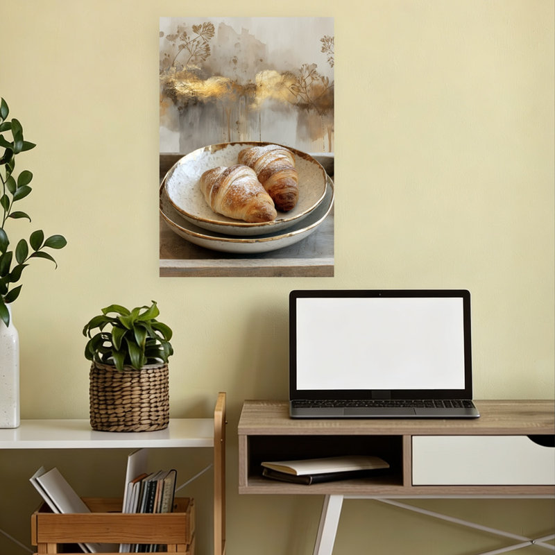 «Morning Croissants», art abstrait abstrait, nature moderne, H 18 po x l 12 po
