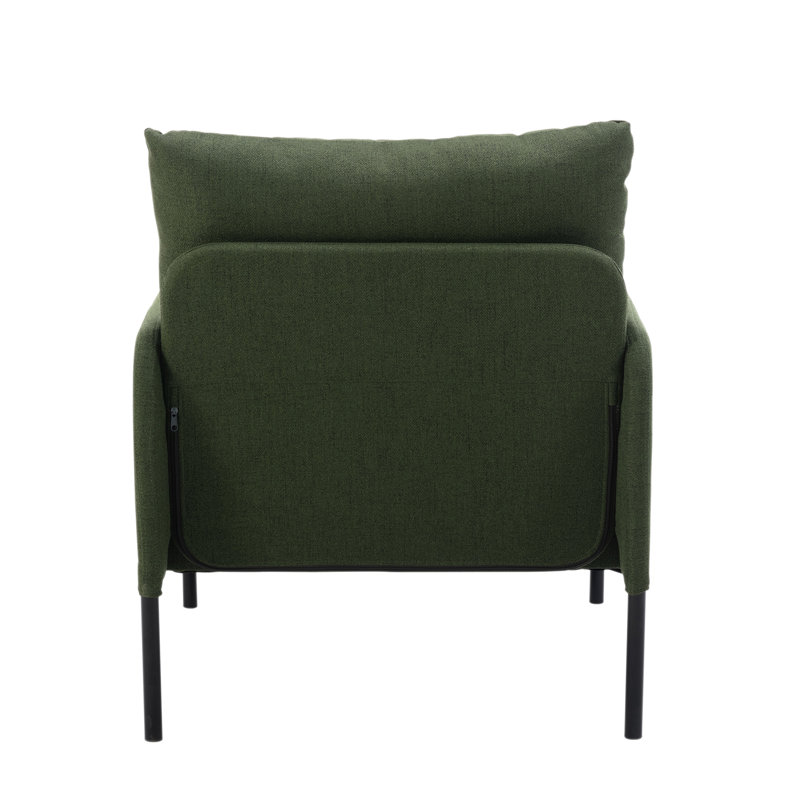 Evrard Upholstered Armchair, Green 100% Linen