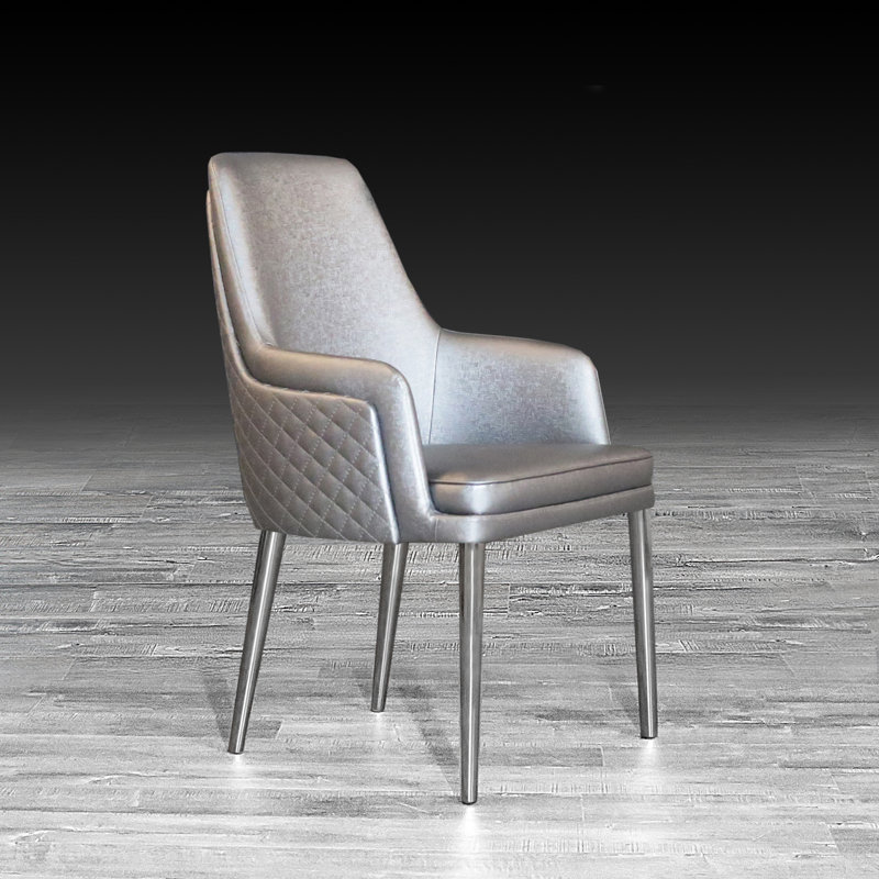 Labbe 18.5'' H Faux Leather Upholstered Armchair, Gray/Silver