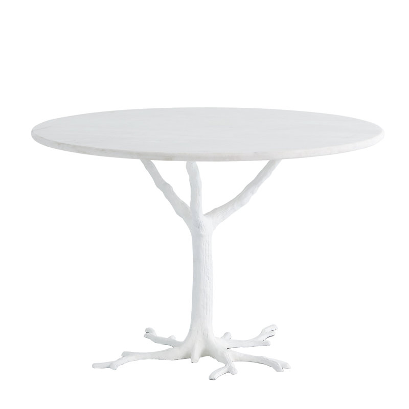 Faux Bois Dining Table, White