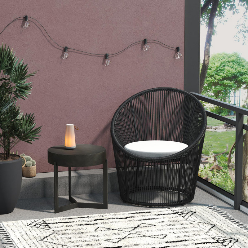 Steel Outdoor Lounge Chair, Black