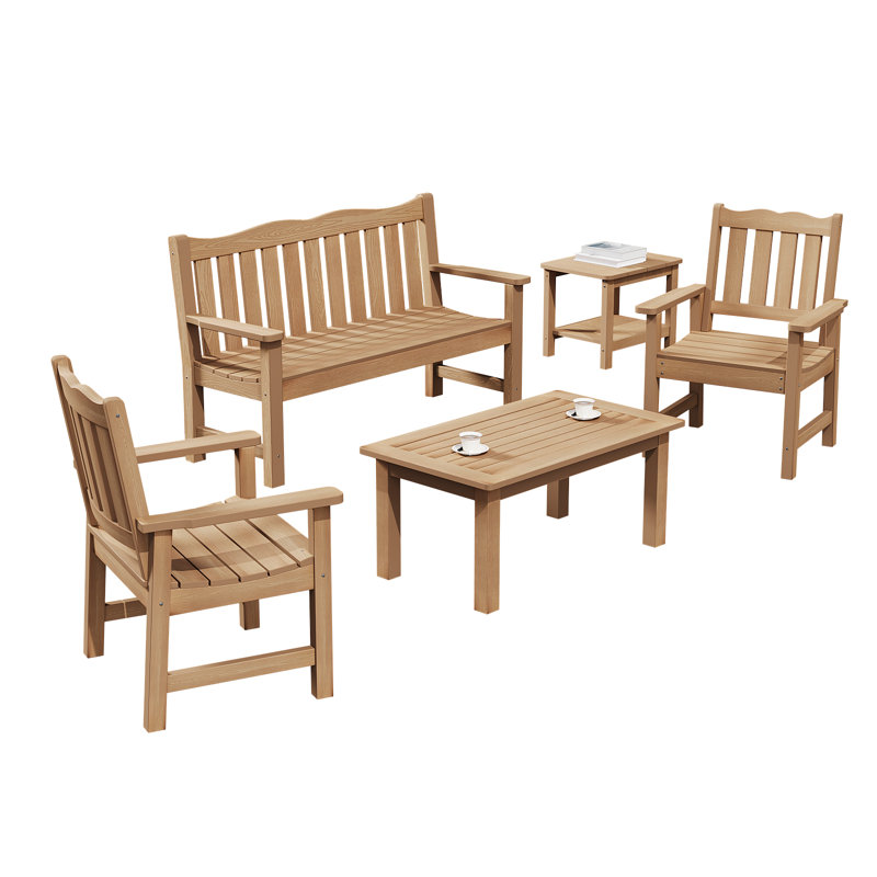  Ensemble de conversation pour l'extérieur 5 pièces en polystyrène à fort impact (hanches), noir, Brun