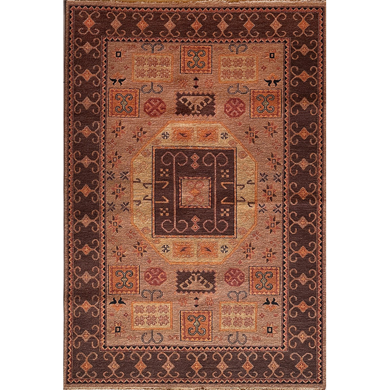 KAZAK 7 LIGHT BROWN, Rectangle 6' x 9'
