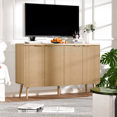 Modern Sideboard Buffet Cabinet With Fluted Doors And Shelves, Versatile Storage For Living Room, Bedroom, Or Home Office