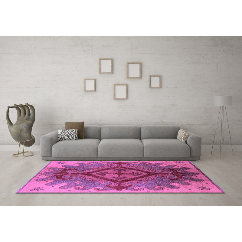 Tapis mauve Mid-Century 1241, Carré 3 pi