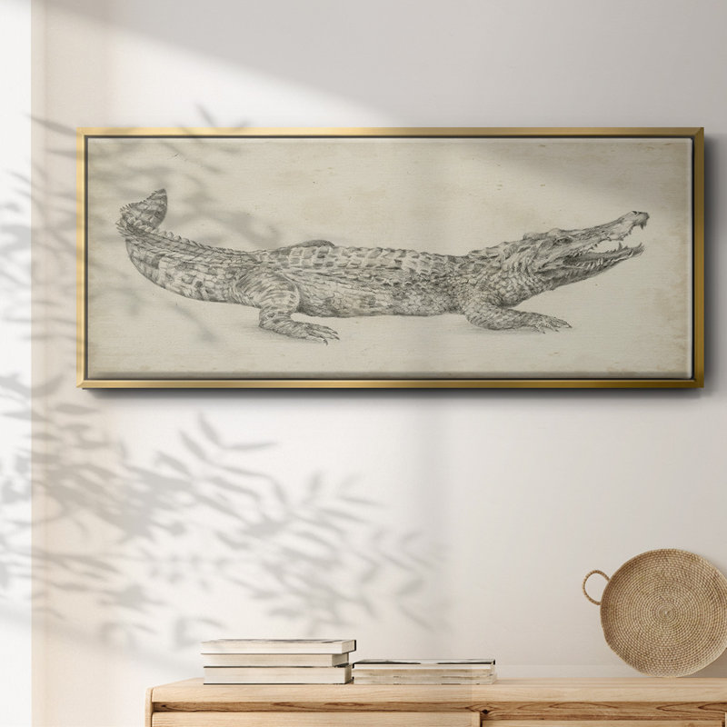 Croquis de crocodile - toile encadrée, H 20 po x l 50 po