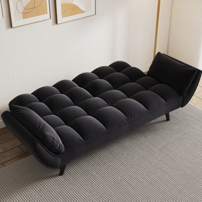 Noir 57 po pour la vie en appartement - deux, fonction de transformation de lit, positions multiples, processus d'installation rapide, tissu de velours, coussin éponge, structure en bois massif robuste et siège convertible en