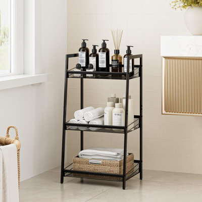 3 Tier Bathroom Shelf, Bathroom Organizer and Storage for Small Space, Free-Standing Metal Rack Shelves Waterproof for Kitchen