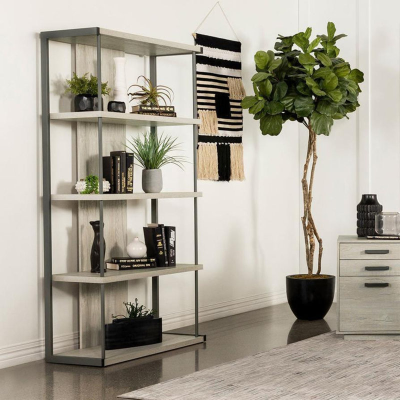 Bibliothèque minimaliste, Blanc / Gris