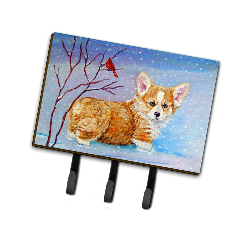 Porte-clés mural Corgi Pup Snow Cardinal